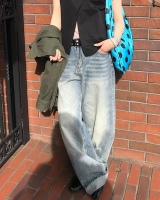 Wide denim pants