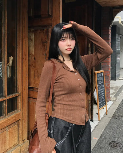 Slim-fit ribbed knit cardigan
