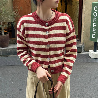 Striped bouclé cardigan