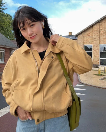 Oversized suede blouson