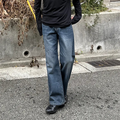 Semi-bootcut denim pants