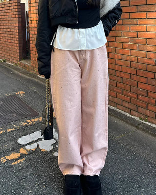 Cubic denim pants