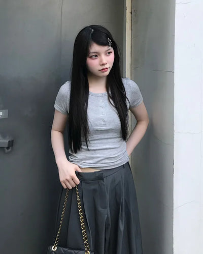 Snap Half-Open T-Shirt