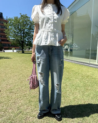 Vintage distressed denim pants