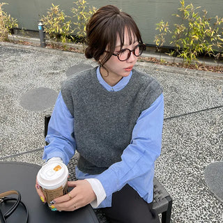 Basic Round Neck Knit Vest
