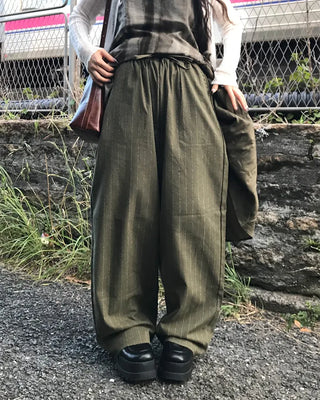 Oversized striped wide-leg pants