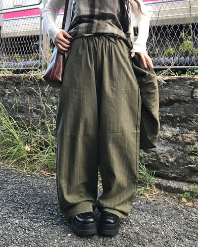 Oversized striped wide-leg pants