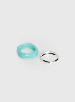 Maldives Resin Cuff Pack Silver  Aqua