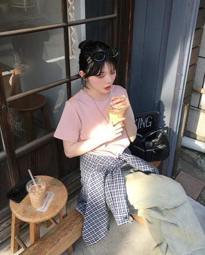 Round neck short-sleeve T-shirt