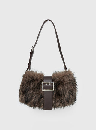Elliot Faux Fur Shoulder Bag Brown