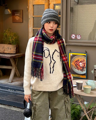 Checkered fringe muffler