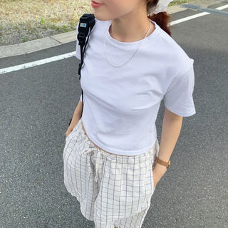 Basic cropped short-sleeved T-shirt
