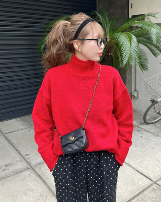 Loose-fit high-neck knit