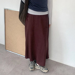 Suede long skirt