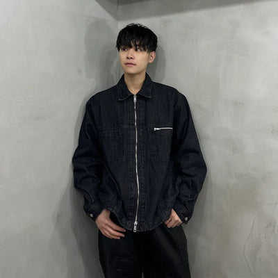 Pocket Zipper Denim Jacket