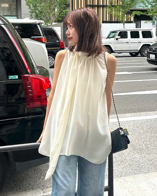 Chiffon scarf detail blouse