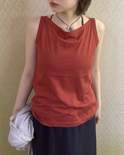 Boat neck layered camisole