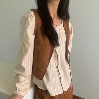 Suede layered vest