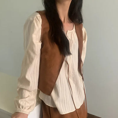 Suede layered vest