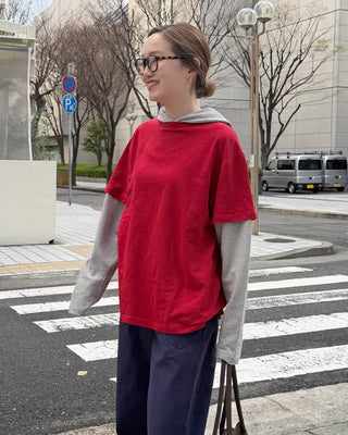 Layered Hooded Long T-Shirt