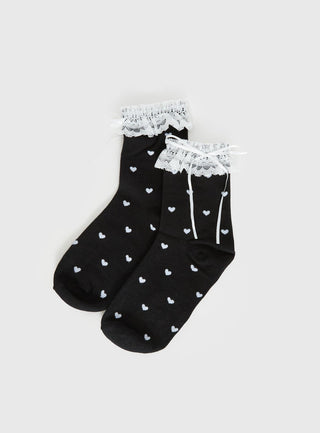 Reminisce Heart Detail Socks Black  White