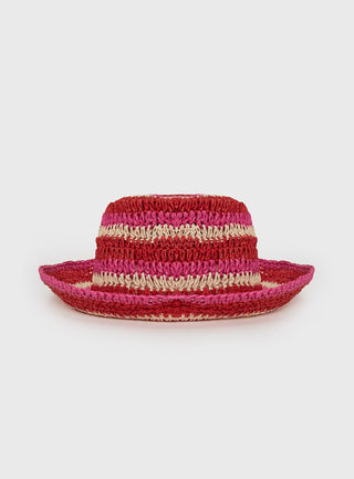 Alonza Crochet Bucket Hat Pinkred