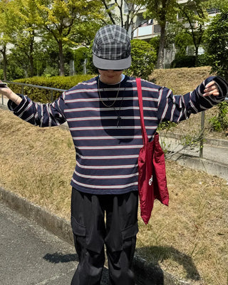 Striped long-sleeved cut and sew