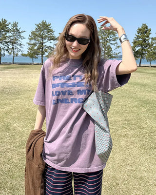 (Unisex) Lettering Oversized Half T-Shirt