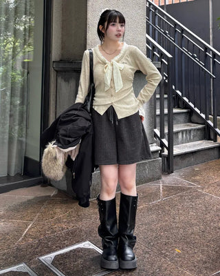 String knit shorts