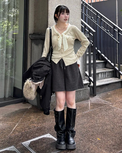 String knit shorts