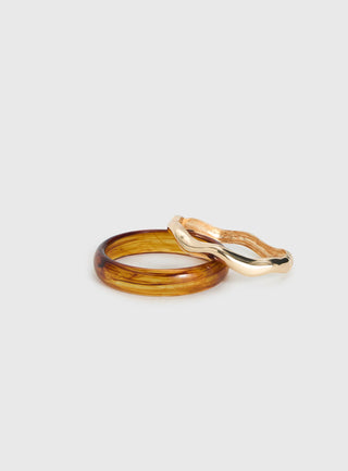 Want Your Love Resin Cuff Set Gold  Brown