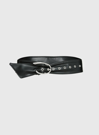 Sirena Faux Leather Belt Black  Silver