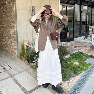 Long skirt with ruffled hem