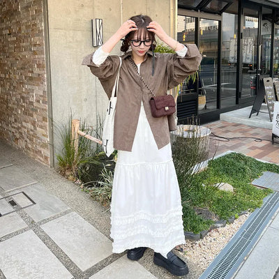 Long skirt with ruffled hem