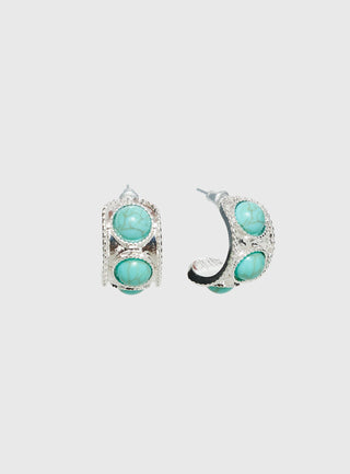 Endellion Hoop Earrings Silver  Turqouise
