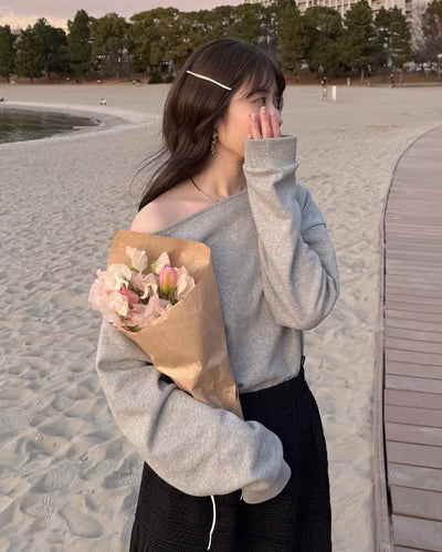 Simple off-shoulder sweatshirt
