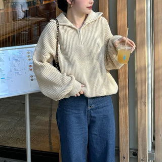 Half-zip knit top