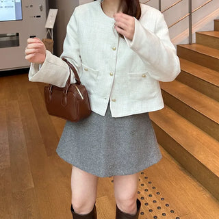 Collarless jacket