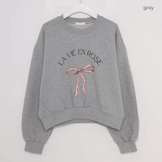 Ribbon lettering cropped sweatshirt