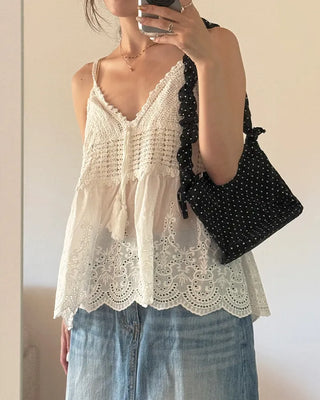 Dot Shirring Shoulder Bag