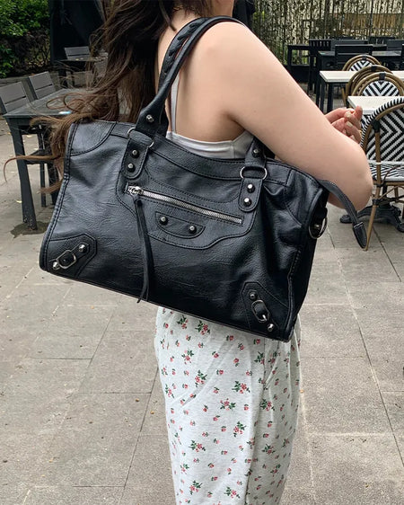 Studded design shoulder bag