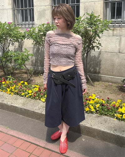 Lace sheer off-shoulder