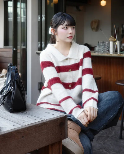 Striped knit cardigan