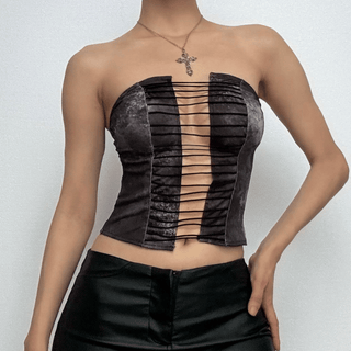 Tie dye hollow out tube crop cut out top
