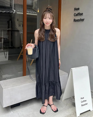 Halter neck detail long dress