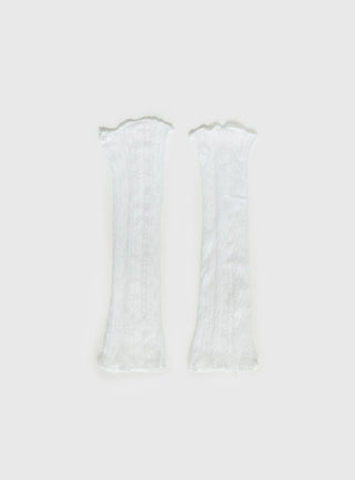 Westie Lace Leg Warmers White