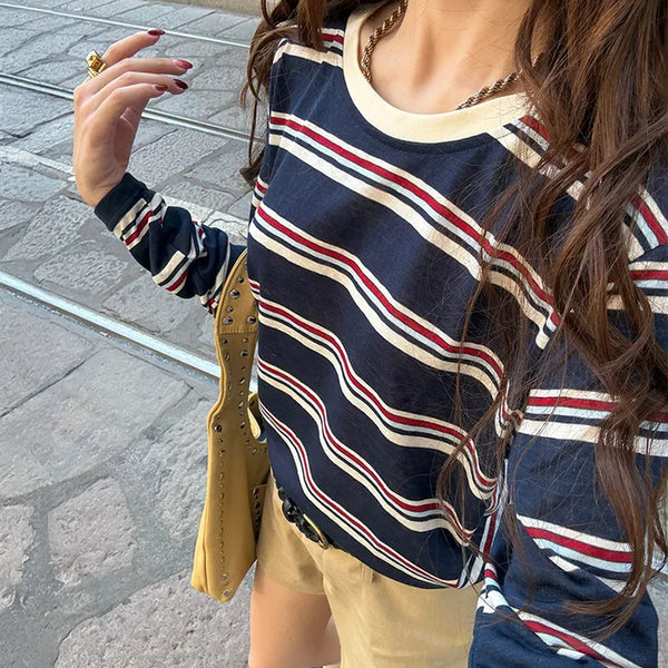 Striped oversized long t-shirt