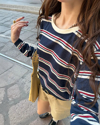 Striped oversized long t-shirt