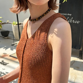 Glossy Brown Ball Necklace