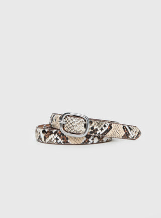 Jacksonne Faux Leather Belt Snake  Silver